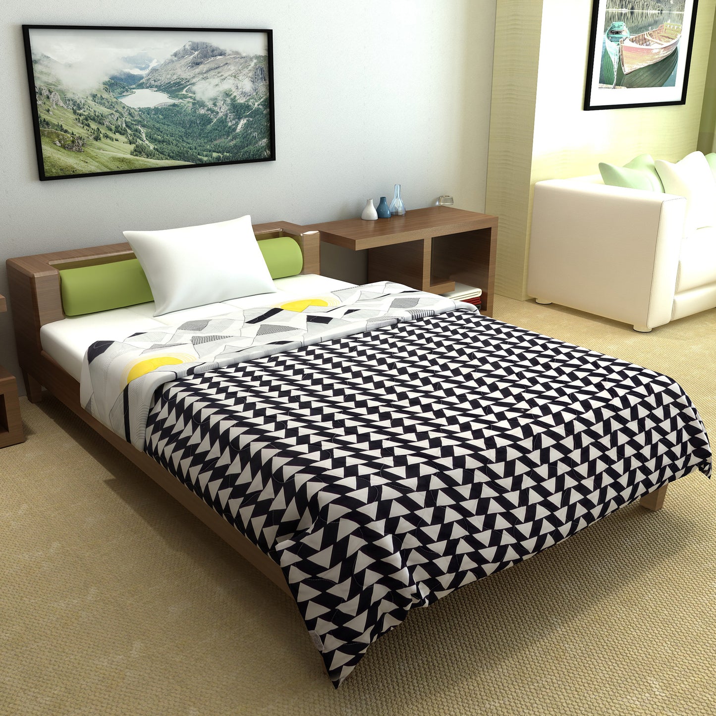 Uneven Triangle AC Quilt Comforter for Single Bed
