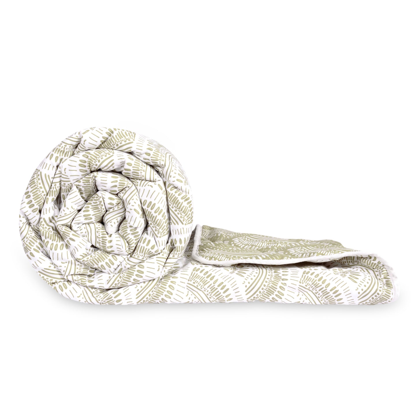 Green Moss Doodle AC Quilt Comforter for Single Bed