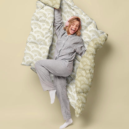 Green Moss Doodle AC Quilt Comforter for Single Bed