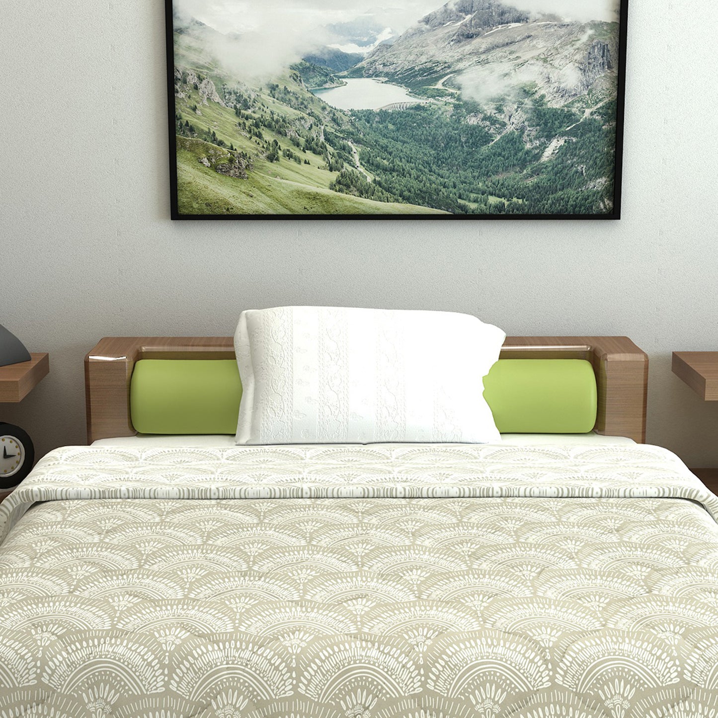 Green Moss Doodle AC Quilt Comforter for Single Bed