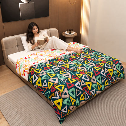 Midnight Multicolor Geometric Single Bed Comforter – 120 GSM Microfiber