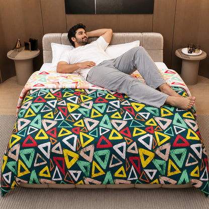 Midnight Multicolor Geometric Single Bed Comforter – 120 GSM Microfiber