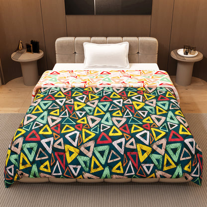 Midnight Multicolor Geometric Single Bed Comforter – 120 GSM Microfiber