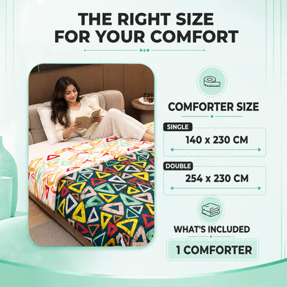 Midnight Multicolor Geometric Single Bed Comforter – 120 GSM Microfiber