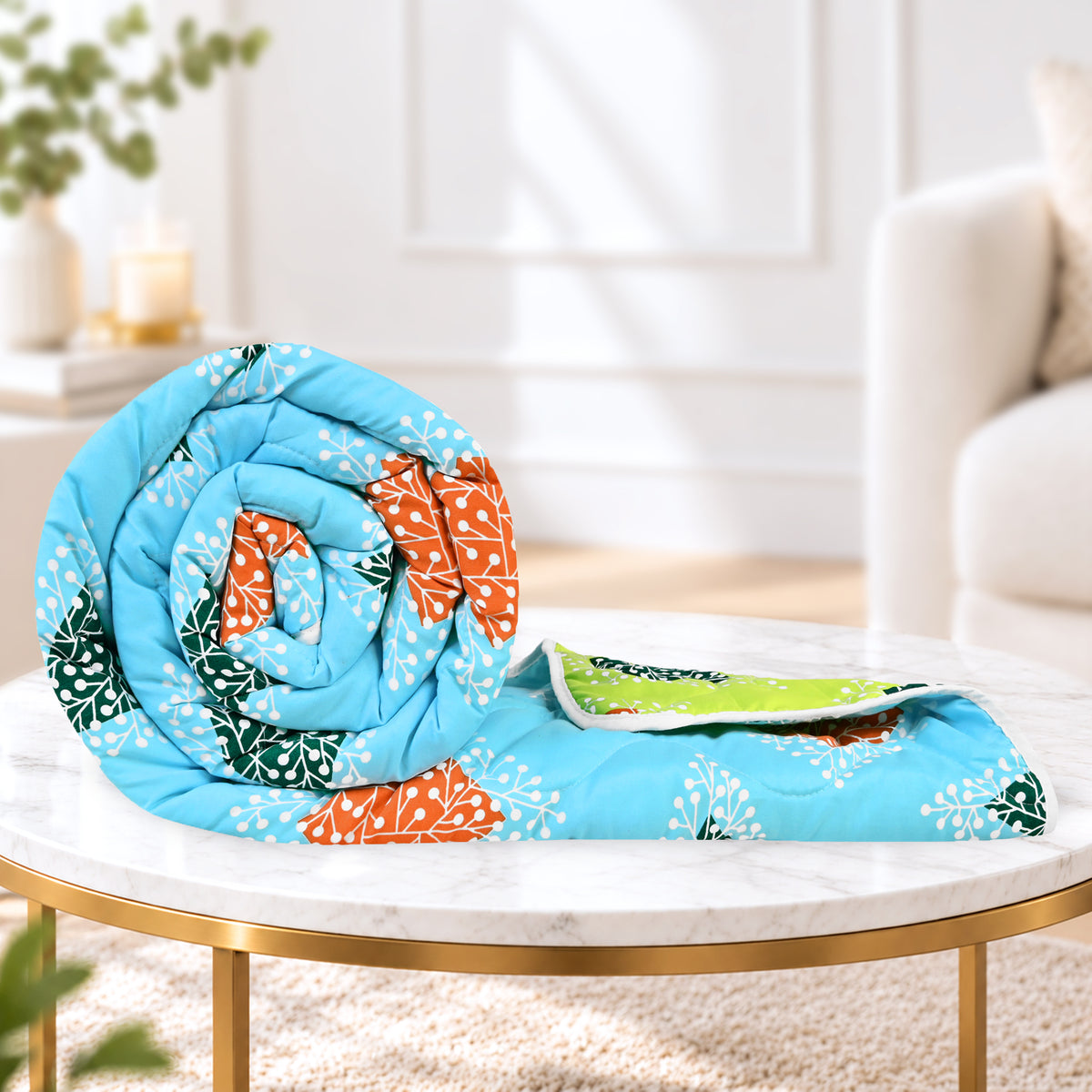 Sky Olive Geometric Single Bed Comforter – 120 GSM Microfiber