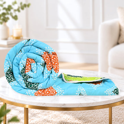 Sky Olive Geometric Single Bed Comforter – 120 GSM Microfiber