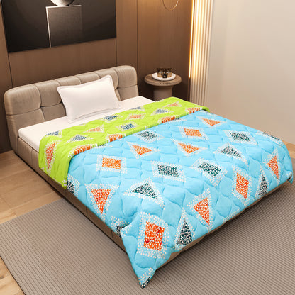 Sky Olive Geometric Single Bed Comforter – 120 GSM Microfiber