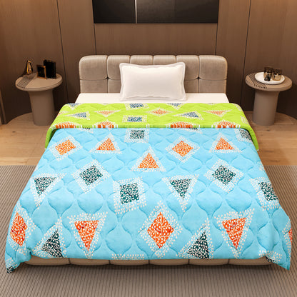 Sky Olive Geometric Single Bed Comforter – 120 GSM Microfiber