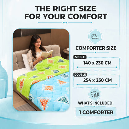 Sky Olive Geometric Single Bed Comforter – 120 GSM Microfiber