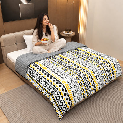 Mustard Mint Abstract Single Bed Comforter – 120 GSM Microfiber