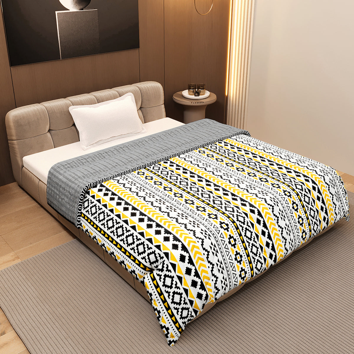 Mustard Mint Abstract Single Bed Comforter – 120 GSM Microfiber