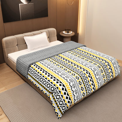 Mustard Mint Abstract Single Bed Comforter – 120 GSM Microfiber