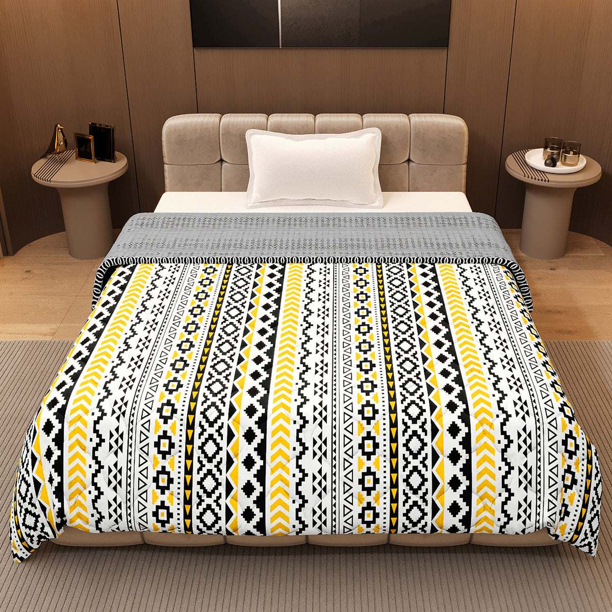 Mustard Mint Abstract Single Bed Comforter – 120 GSM Microfiber
