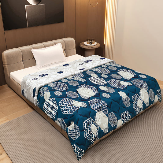 Midnight Grey Geometric Single Bed Comforter – 120 GSM Microfiber