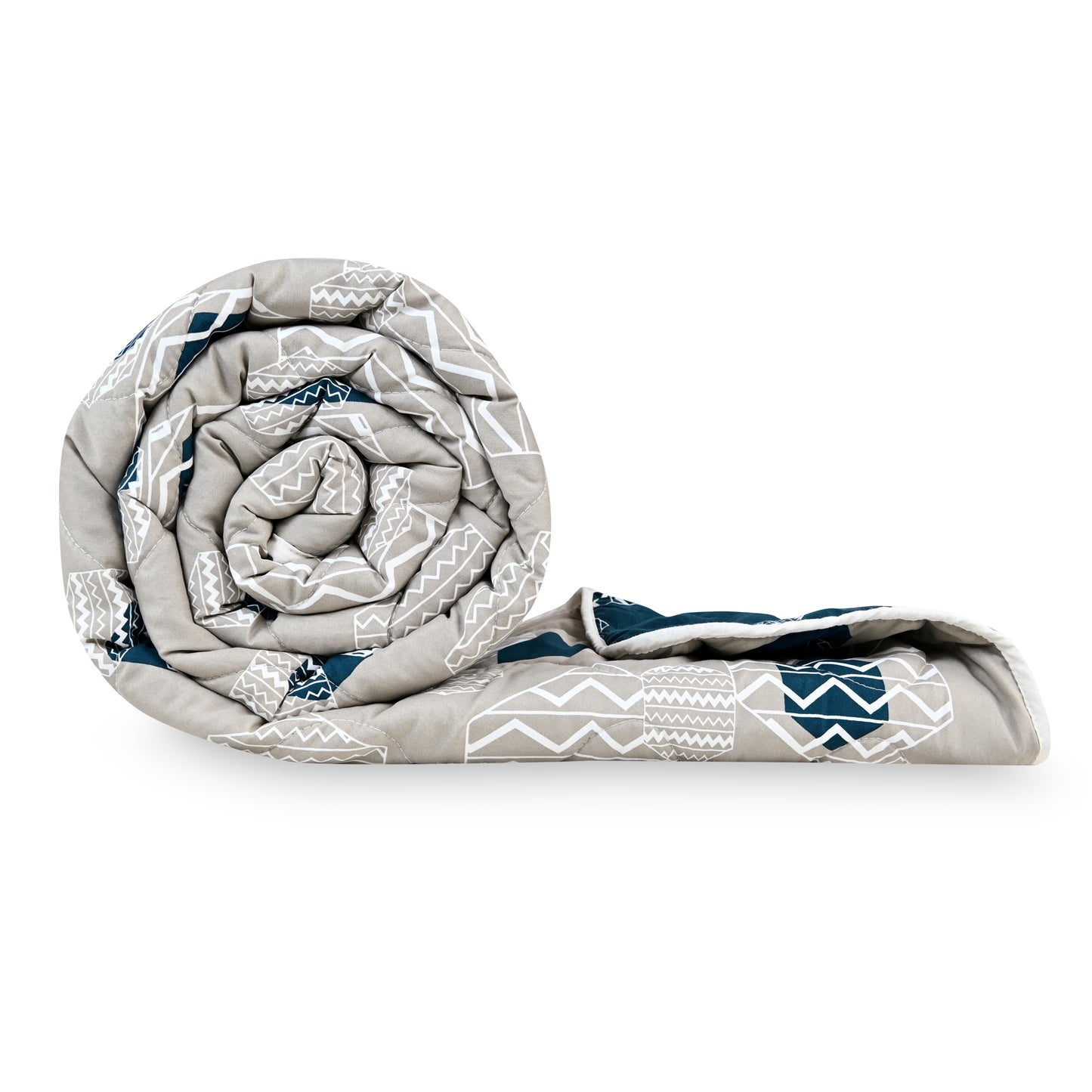 Midnight Grey Geometric Single Bed Comforter – 120 GSM Microfiber