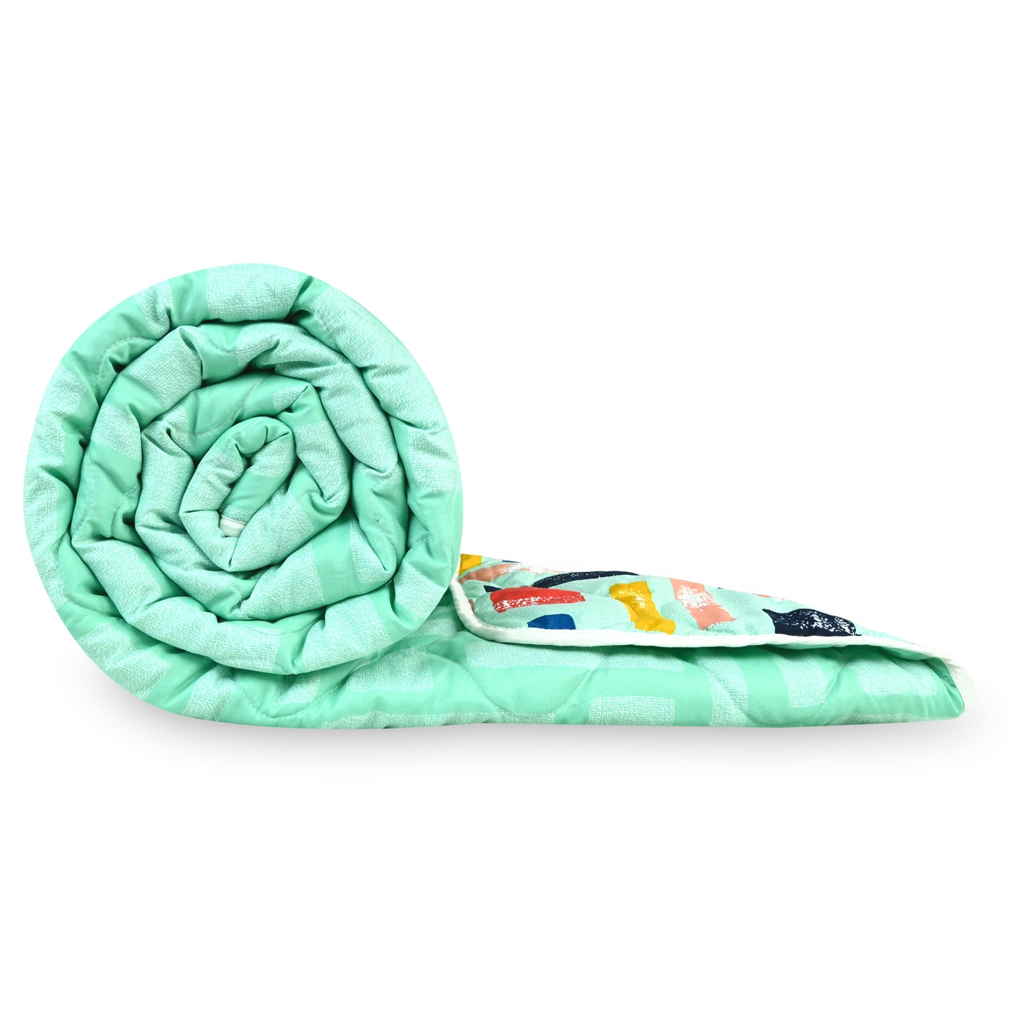 Teal Grey Abstract Single Bed Comforter – 120 GSM Microfiber