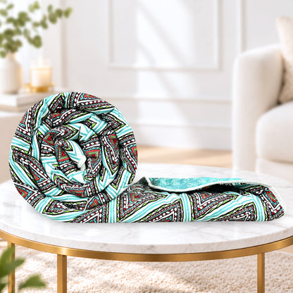 Turquoise Blue Geometric Single Bed Comforter – 120 GSM Microfiber