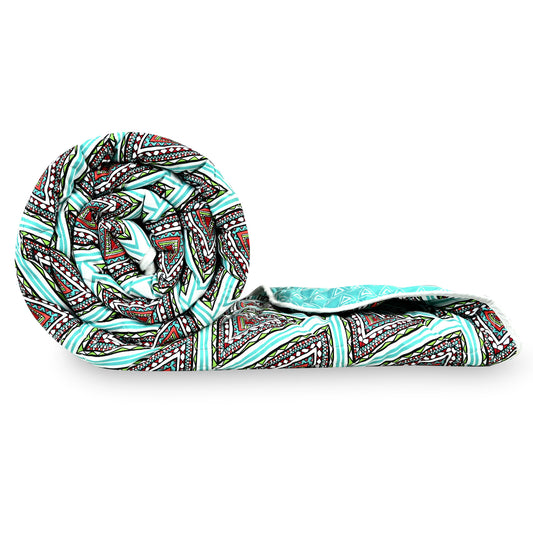 Turquoise Blue Geometric Single Bed Comforter – 120 GSM Microfiber