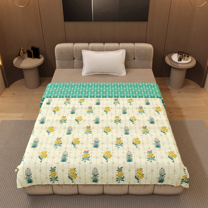 Cream Ivory Reversible Single Comforter – 120 GSM Microfiber