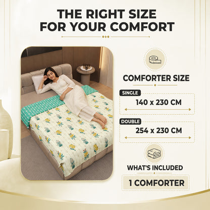 Cream Ivory Reversible Single Comforter – 120 GSM Microfiber
