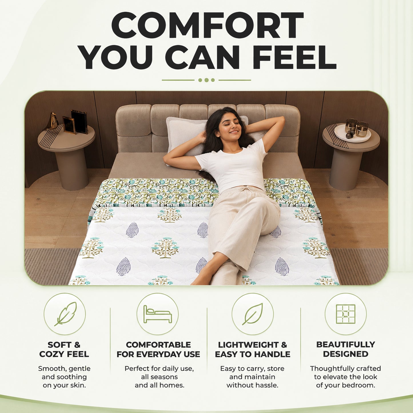 White & Teal Lightweight Reversible Single Comforter – 120 GSM Microfiber