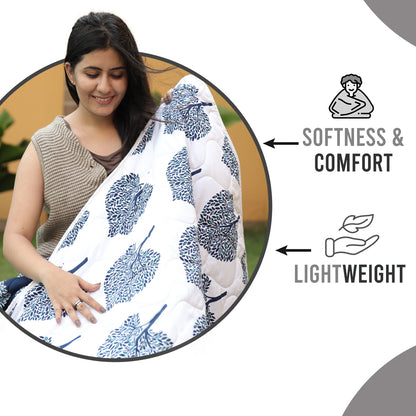 Olive Tree Leaf Reversible Double Bed Size Quilt Comforter