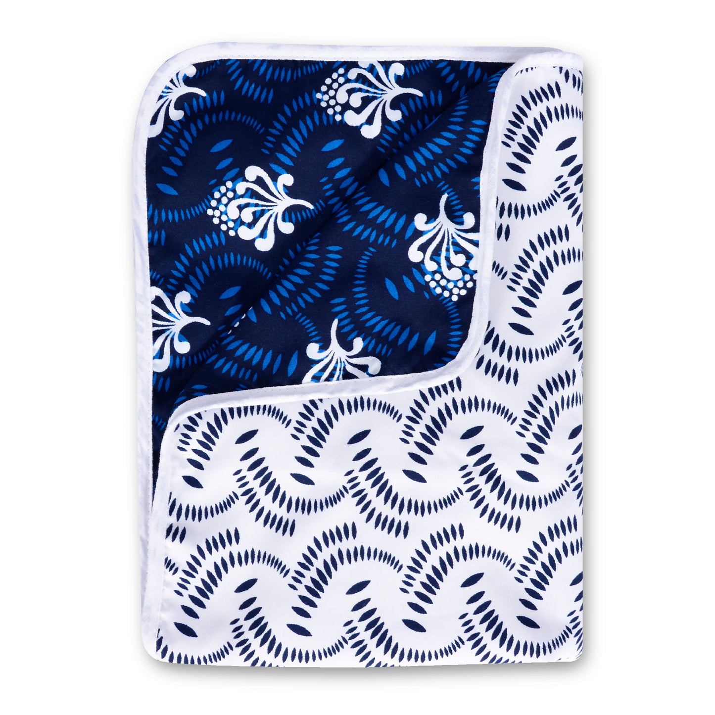 Block Printed Reversible Single Bed AC Dohar - Navy Blue