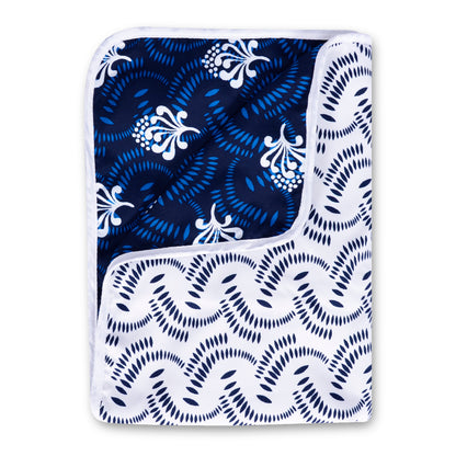 Block Printed Reversible Single Bed AC Dohar - Navy Blue
