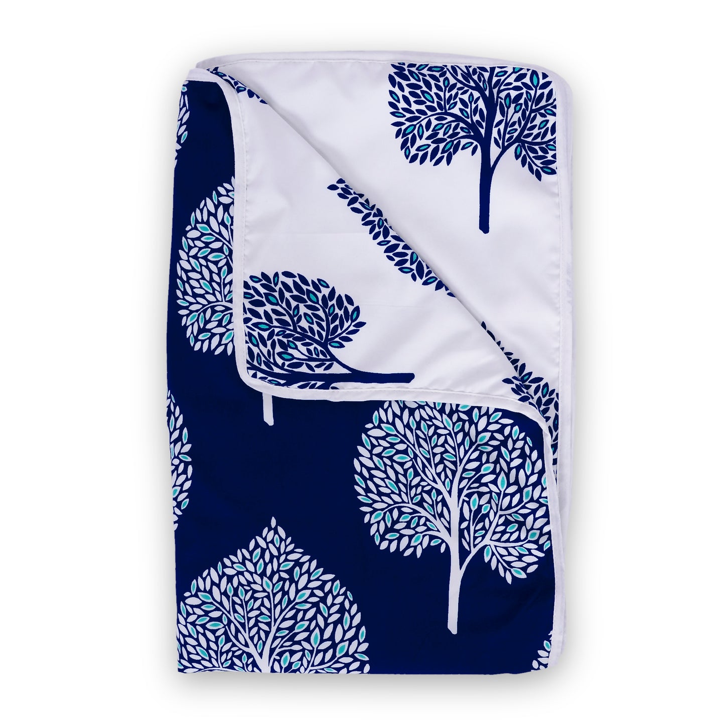 Blue and White 120 GSM Microfiber Leaf Pattern Single Bed AC Blanket Dohar for All Season