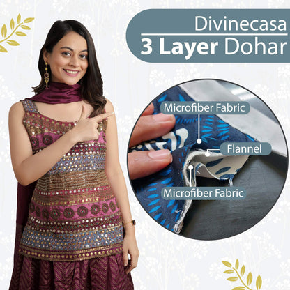 Grey Floral Classic Smooth Lighweight Reversible Double Bed Dohar