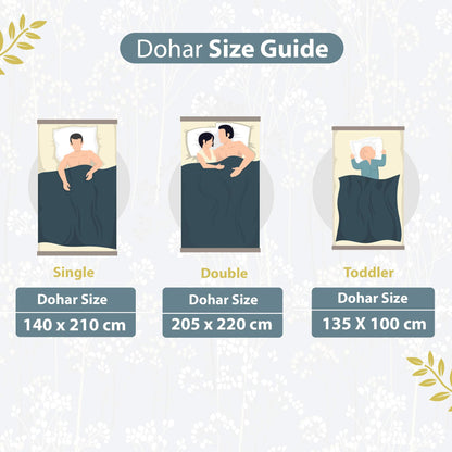 Grey Floral Classic Smooth Lighweight Reversible Double Bed Dohar