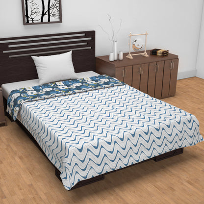 Floral Blue Super Soft Flannel Floral Microfiber Summer AC Single Bed Dohar