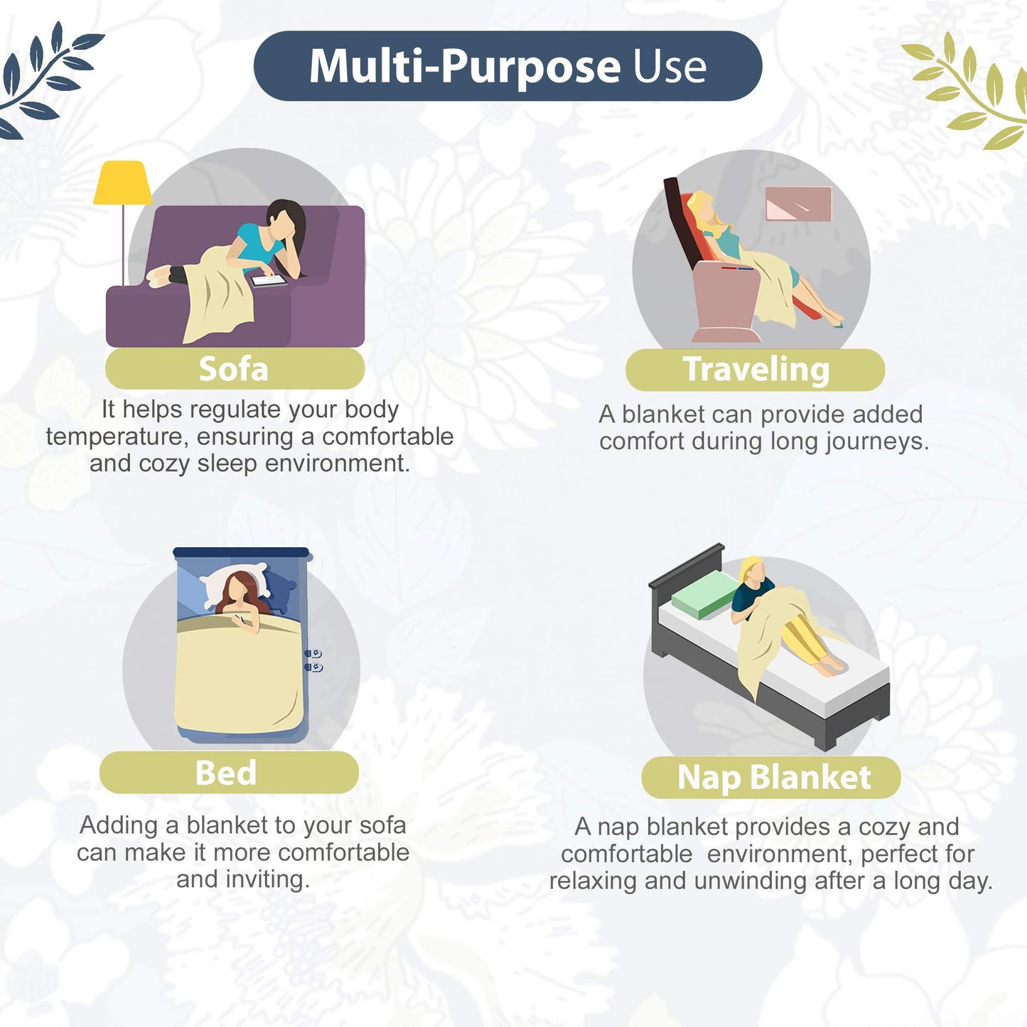 Floral Blue Super Soft Flannel Floral Microfiber Summer AC Single Bed Dohar