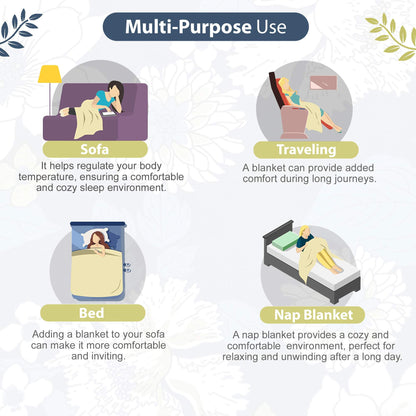 Floral Blue Super Soft Flannel Floral Microfiber Summer AC Single Bed Dohar