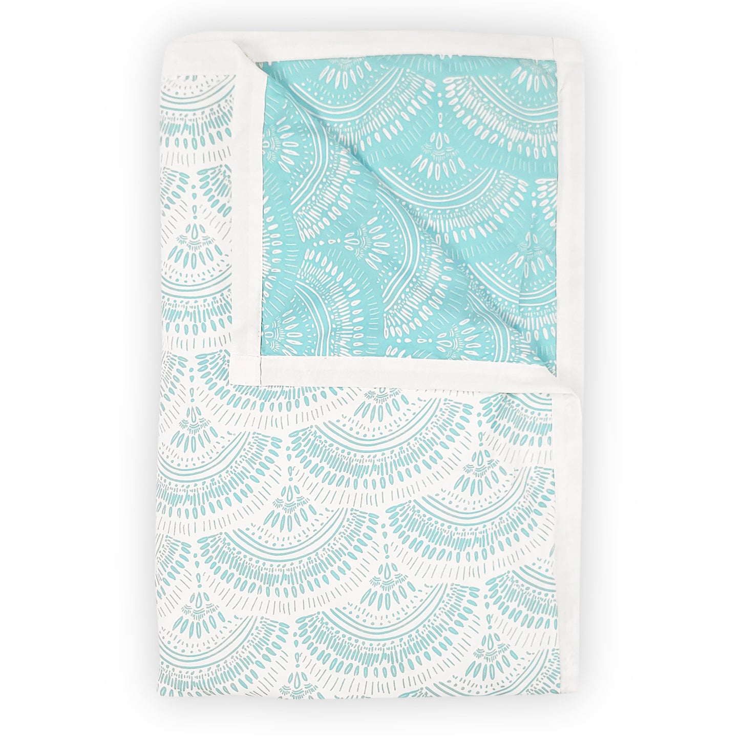 Block Print Sky Blue Lightweight Reversible Single Bed Dohar