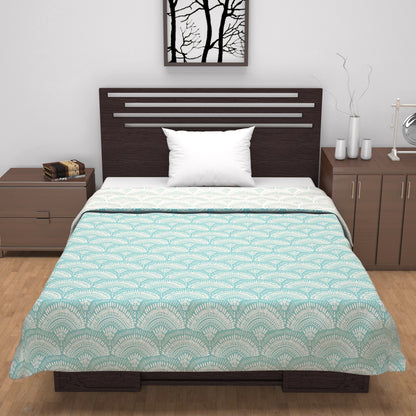 Block Print Sky Blue Lightweight Reversible Single Bed Dohar