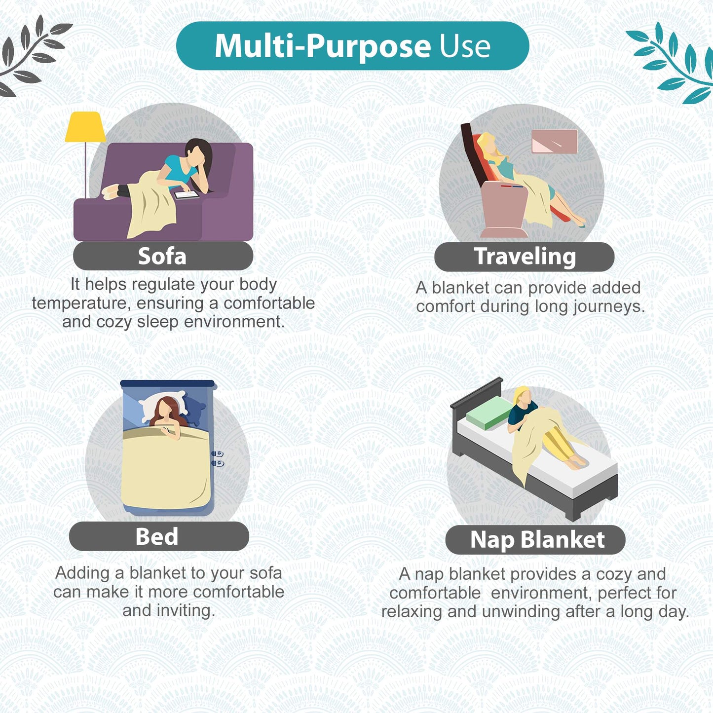 Block Print Sky Blue Lightweight Reversible Single Bed Dohar