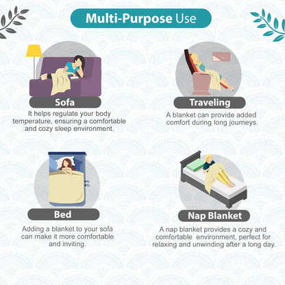 Block Print Sky Blue Lightweight Reversible Single Bed Dohar