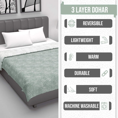 Green Floral Fantasy All Season Microfiber Single Bed Dohar