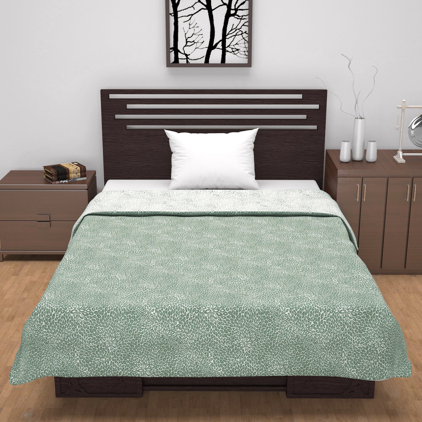 Green Floral Fantasy All Season Microfiber Single Bed Dohar