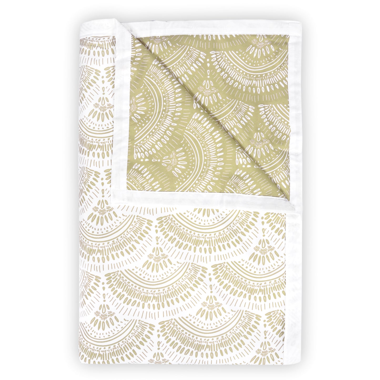 Block Print Green Lightweight Reversible Single Bed Dohar