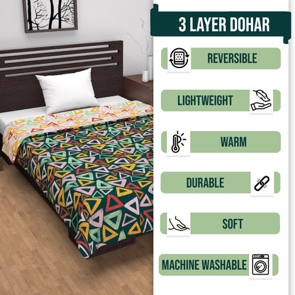 Midnight Multicolor Geometric Pattern Dohar For Single Bed – 120 GSM Microfiber