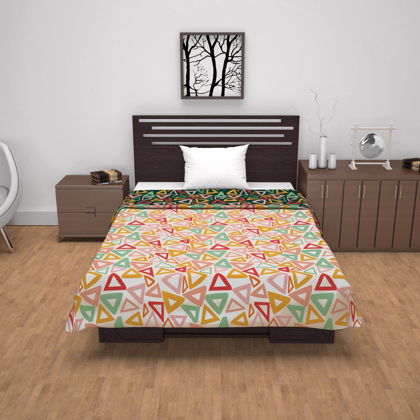 Midnight Multicolor Geometric Pattern Dohar For Single Bed – 120 GSM Microfiber
