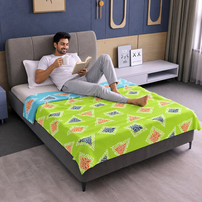 Sky Olive Geometric Pattern Single Dohar – 120 GSM Microfiber