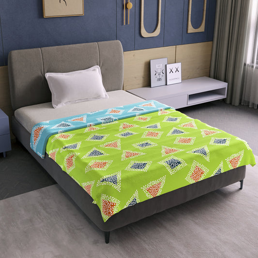 Sky Olive Geometric Pattern Single Dohar – 120 GSM Microfiber