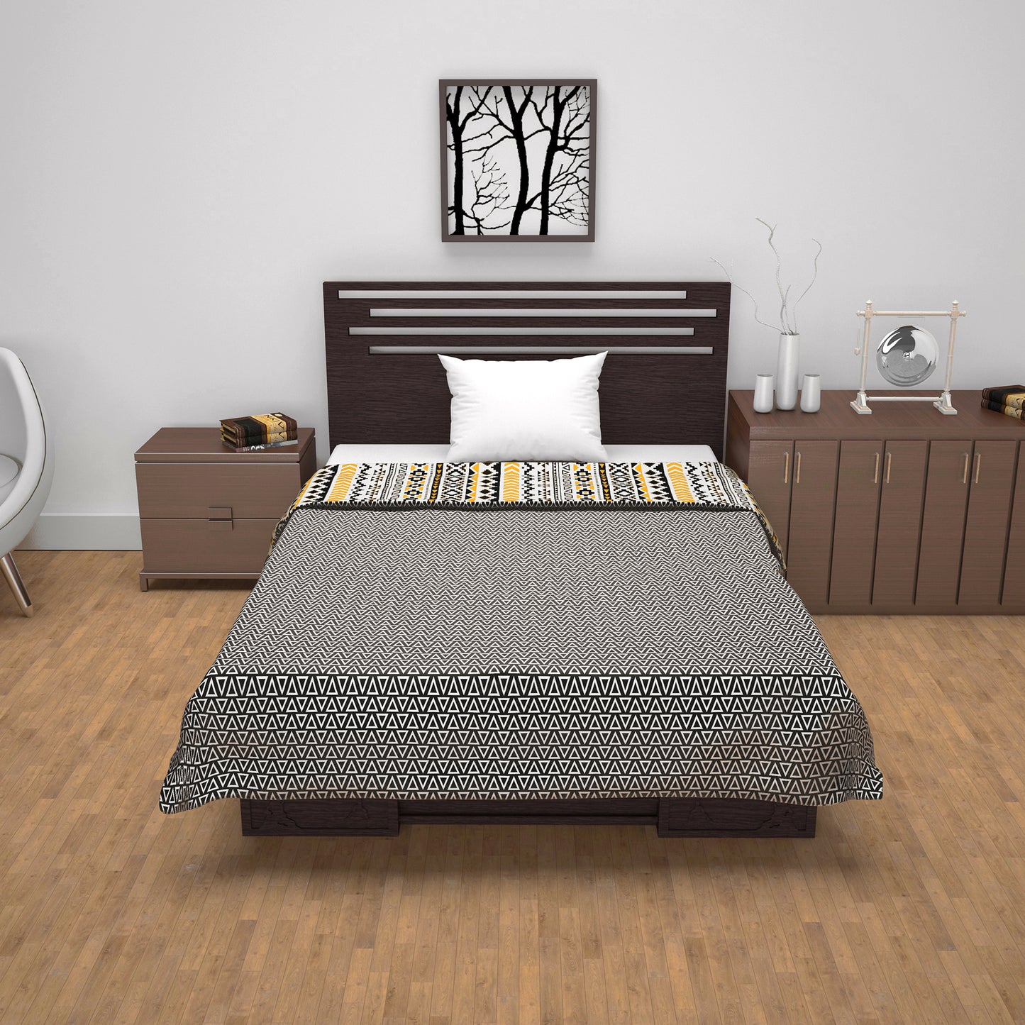 Mustard Mint Abstract Pattern Single Dohar – 120 GSM Microfiber