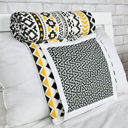 Mustard Mint Abstract Pattern Single Dohar – 120 GSM Microfiber