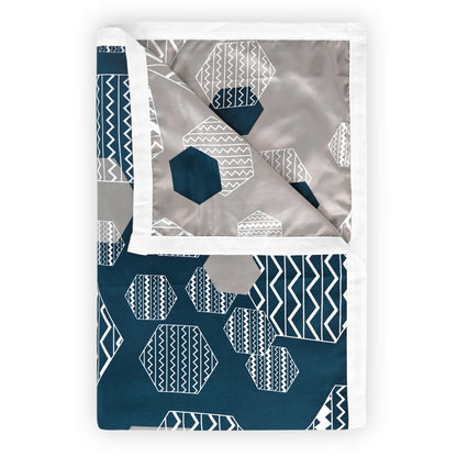 Midnight Grey Geometric Single Bed Dohar – 120 GSM Microfiber