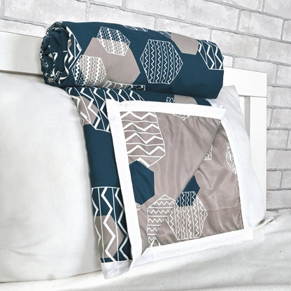 Midnight Grey Geometric Single Bed Dohar – 120 GSM Microfiber