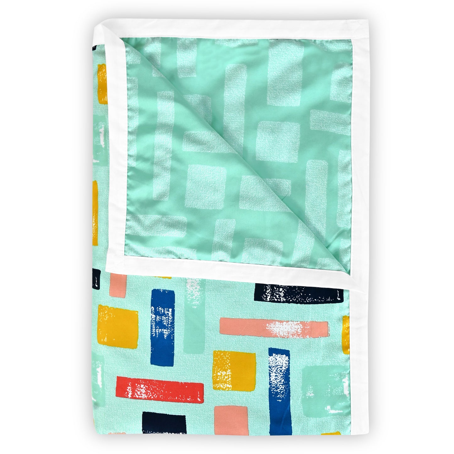 Teal Grey Abstract Single Bed Dohar – 120 GSM Microfiber